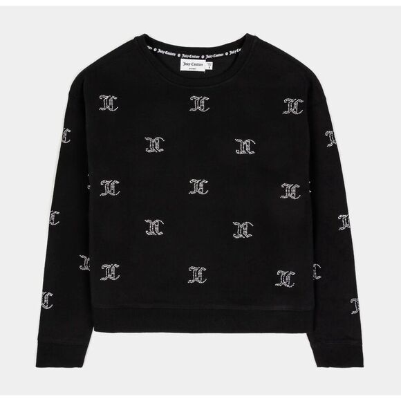 JUICY Couture Bling ALL OVER PRINT FLEECE CREW Size XL NWT - Picture 1 of 7